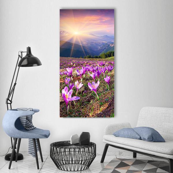 Blossom Of Crocuses Vertical Canvas Wall Art-1 Vertical-Gallery Wrap-12" x 24"-Tiaracle