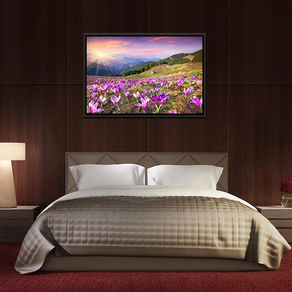 Blossom Of Crocuses Canvas Wall Art-5 Horizontal-Gallery Wrap-22&quot; x 12&quot;-Tiaracle