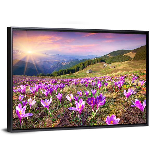 Blossom Of Crocuses Vertical Canvas Wall Art-3 Vertical-Gallery Wrap-12" x 25"-Tiaracle