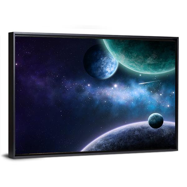 Blue &amp; Purple Nebula Canvas Wall Art-3 Horizontal-Gallery Wrap-25" x 16"-Tiaracle