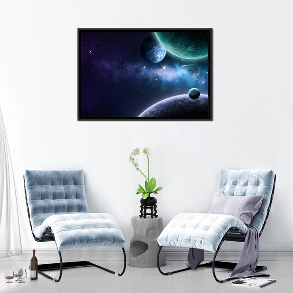 Blue &amp; Purple Nebula Canvas Wall Art-3 Horizontal-Gallery Wrap-25" x 16"-Tiaracle