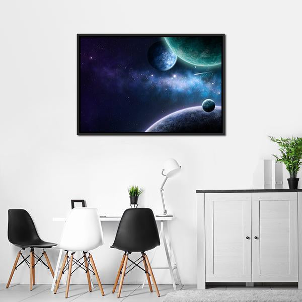 Blue &amp; Purple Nebula Canvas Wall Art-3 Horizontal-Gallery Wrap-25" x 16"-Tiaracle