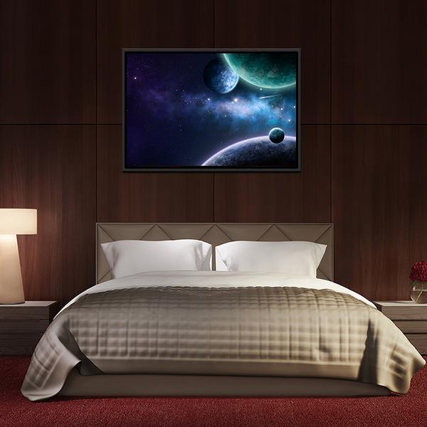 Blue &amp; Purple Nebula Canvas Wall Art-3 Horizontal-Gallery Wrap-25" x 16"-Tiaracle