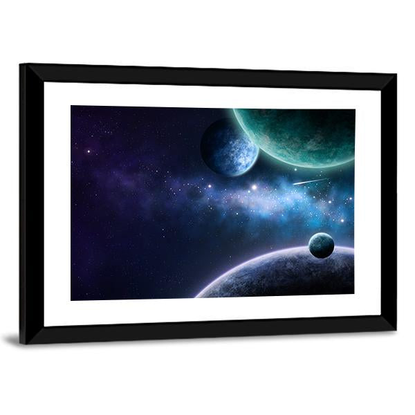Blue &amp; Purple Nebula Canvas Wall Art-3 Horizontal-Gallery Wrap-25" x 16"-Tiaracle