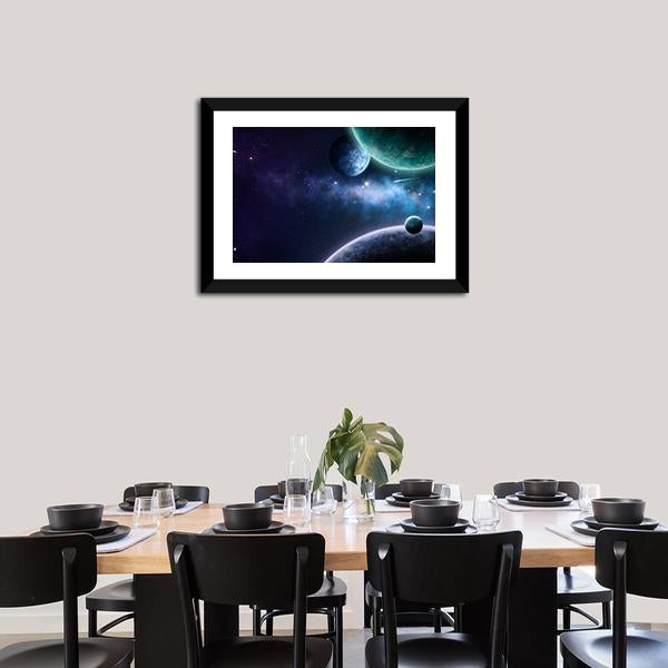 Blue &amp; Purple Nebula Canvas Wall Art-3 Horizontal-Gallery Wrap-25" x 16"-Tiaracle
