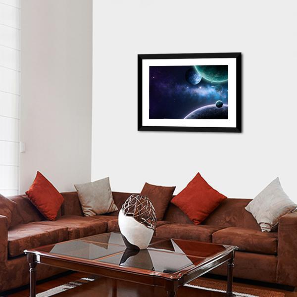 Blue &amp; Purple Nebula Canvas Wall Art-3 Horizontal-Gallery Wrap-25" x 16"-Tiaracle