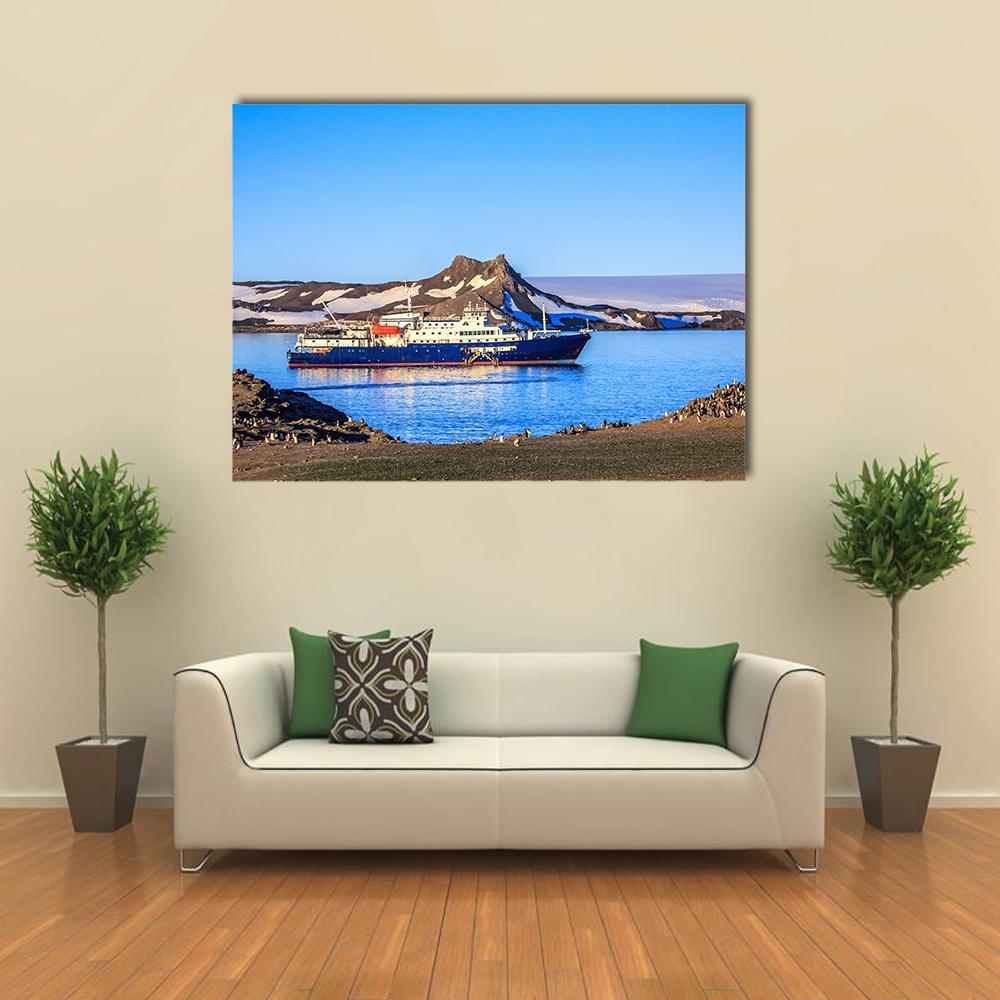 Blue Antarctic Cruise Ship Canvas Wall Art-1 Piece-Gallery Wrap-36" x 24"-Tiaracle