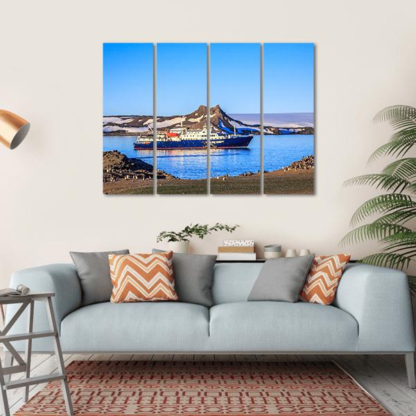 Blue Antarctic Cruise Ship Canvas Wall Art-4 Horizontal-Gallery Wrap-34" x 24"-Tiaracle