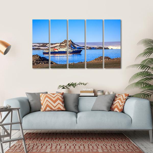 Blue Antarctic Cruise Ship Canvas Wall Art-5 Horizontal-Gallery Wrap-22" x 12"-Tiaracle