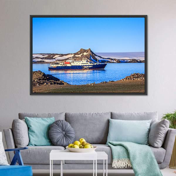 Blue Antarctic Cruise Ship Panoramic Canvas Wall Art-1 Piece-36" x 12"-Tiaracle