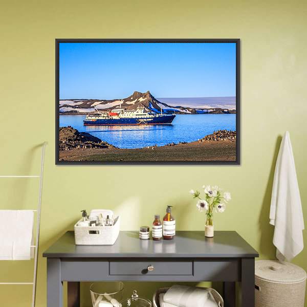 Blue Antarctic Cruise Ship Panoramic Canvas Wall Art-1 Piece-36" x 12"-Tiaracle