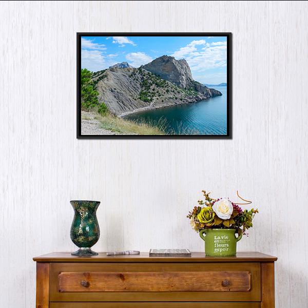 Blue Bay In The New World Crimea Canvas Wall Art-1 Piece-Floating Frame-24" x 16"-Tiaracle