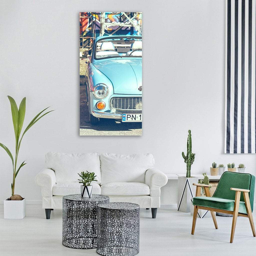 Blue Beetle Car Vertical Canvas Wall Art-1 Vertical-Gallery Wrap-12" x 24"-Tiaracle