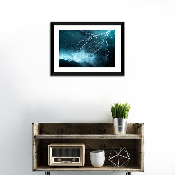 Blue Color Lightning Canvas Wall Art-1 Piece-Framed Print-20" x 16"-Tiaracle