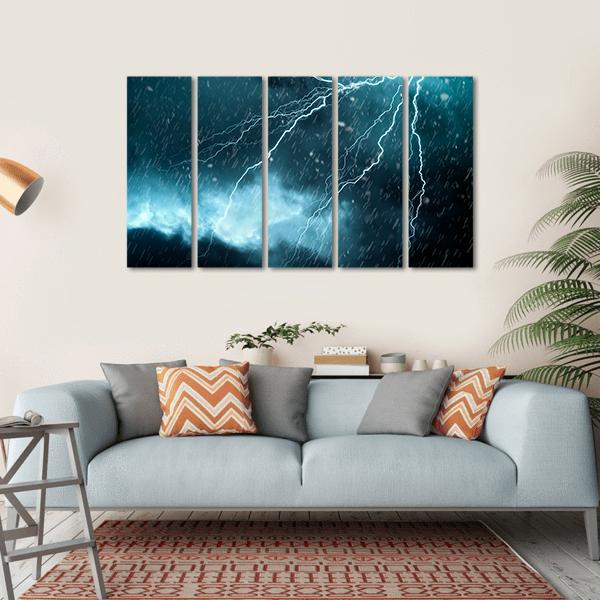 Blue Color Lightning Canvas Wall Art-5 Horizontal-Gallery Wrap-22" x 12"-Tiaracle