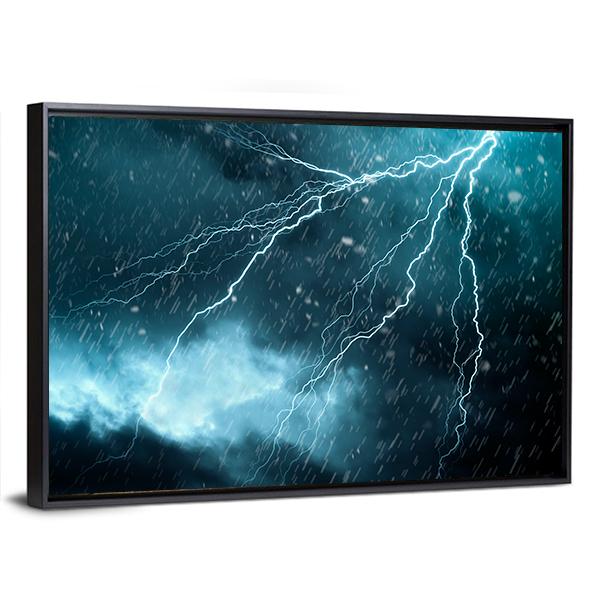 Blue Color Lightning Canvas Wall Art-5 Horizontal-Gallery Wrap-22" x 12"-Tiaracle