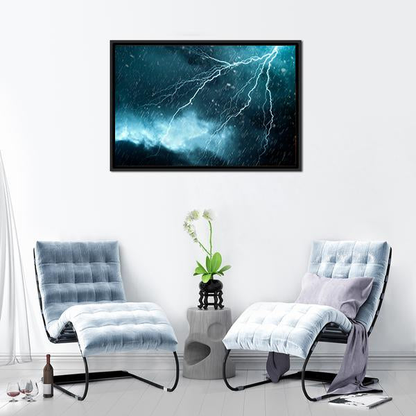 Blue Color Lightning Canvas Wall Art-5 Horizontal-Gallery Wrap-22" x 12"-Tiaracle