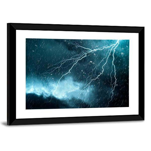 Blue Color Lightning Canvas Wall Art-5 Horizontal-Gallery Wrap-22" x 12"-Tiaracle