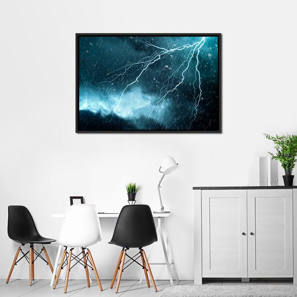 Blue Color Lightning Canvas Wall Art-3 Horizontal-Gallery Wrap-25" x 16"-Tiaracle