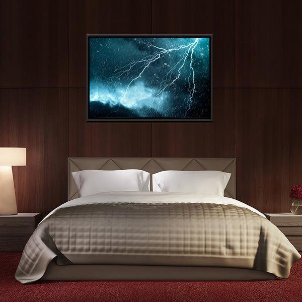 Blue Color Lightning Canvas Wall Art-3 Horizontal-Gallery Wrap-25" x 16"-Tiaracle