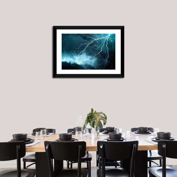 Blue Color Lightning Canvas Wall Art-3 Horizontal-Gallery Wrap-25" x 16"-Tiaracle