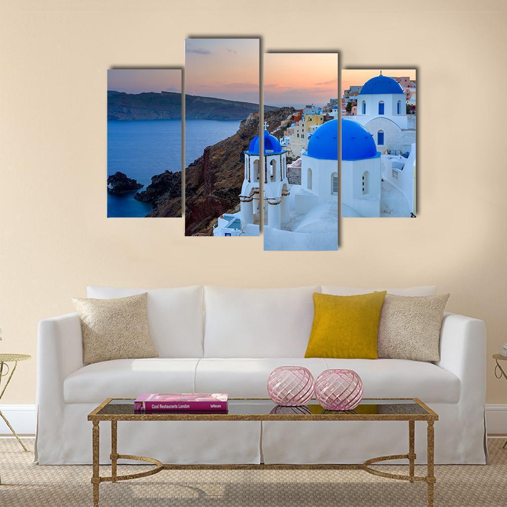 Blue Domed Church Canvas Wall Art-4 Pop-Gallery Wrap-50" x 32"-Tiaracle