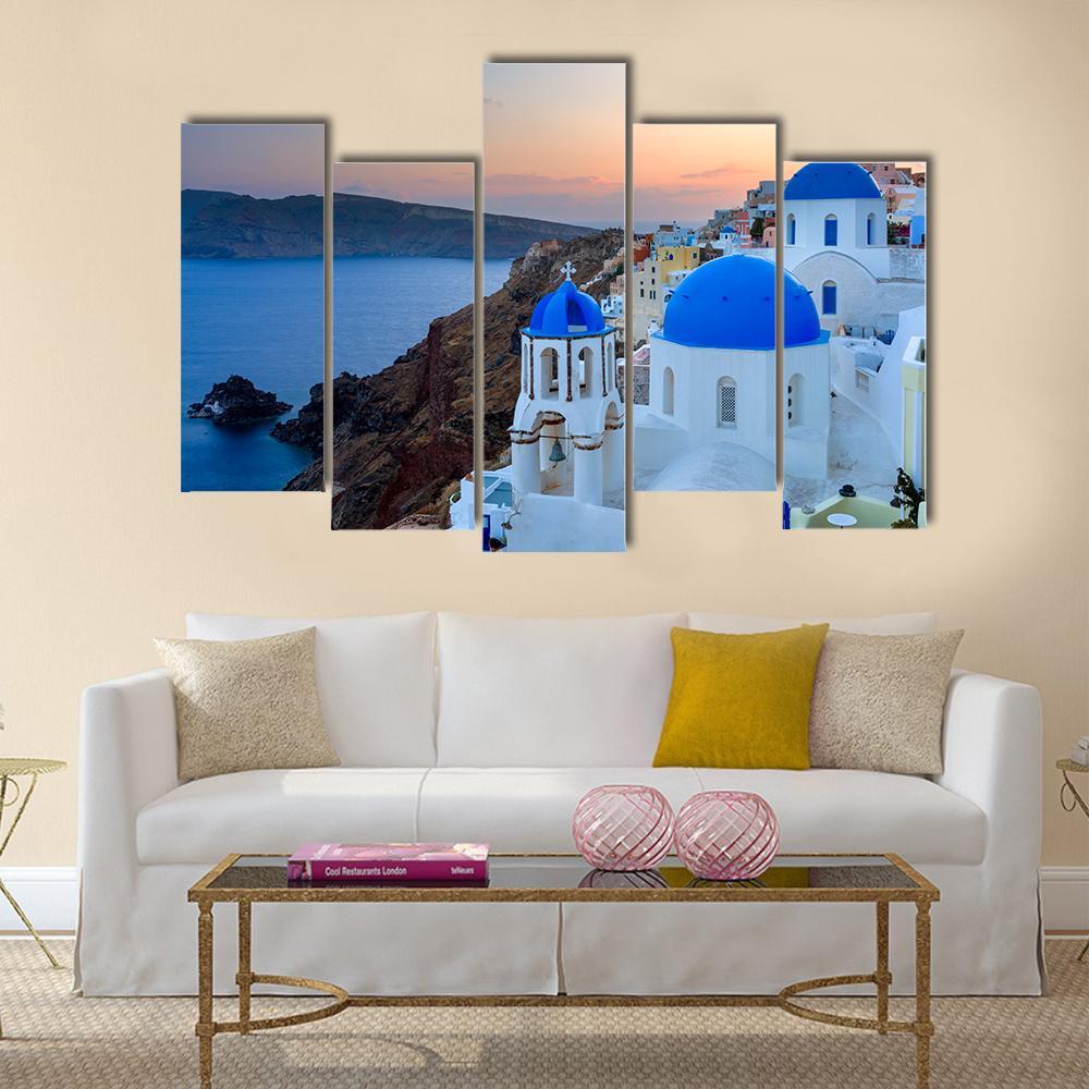 Blue Domed Church Canvas Wall Art-5 Pop-Gallery Wrap-47" x 32"-Tiaracle