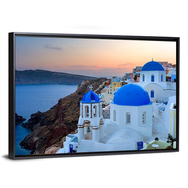 Blue Domed Church Canvas Wall Art-3 Horizontal-Gallery Wrap-25" x 16"-Tiaracle