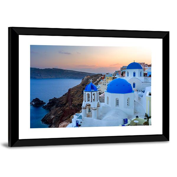 Blue Domed Church Canvas Wall Art-3 Horizontal-Gallery Wrap-25" x 16"-Tiaracle