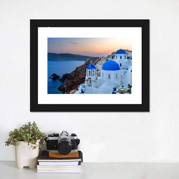 Blue Domed Church Canvas Wall Art-3 Horizontal-Gallery Wrap-25" x 16"-Tiaracle