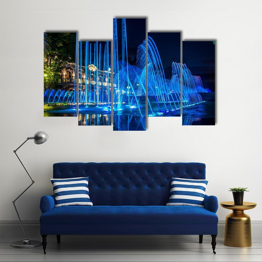 Blue Fountains Canvas Wall Art-5 Pop-Gallery Wrap-47" x 32"-Tiaracle