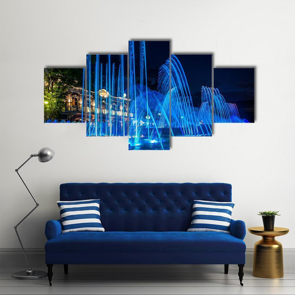 Blue Fountains Canvas Wall Art-5 Pop-Gallery Wrap-47" x 32"-Tiaracle