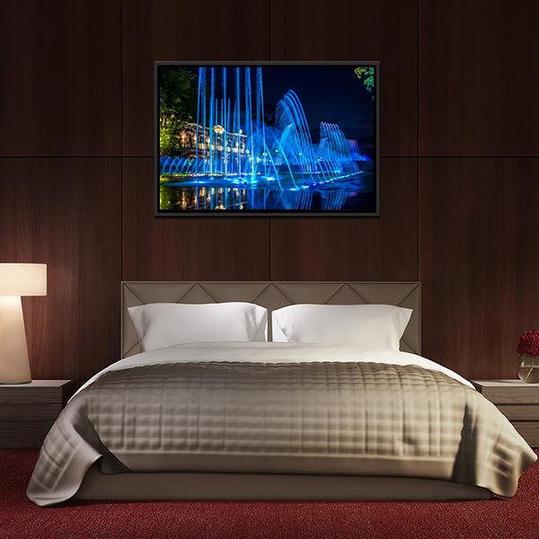 Blue Fountains Canvas Wall Art-3 Horizontal-Gallery Wrap-25" x 16"-Tiaracle