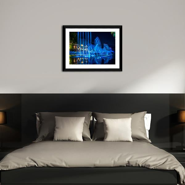 Blue Fountains Canvas Wall Art-3 Horizontal-Gallery Wrap-25" x 16"-Tiaracle