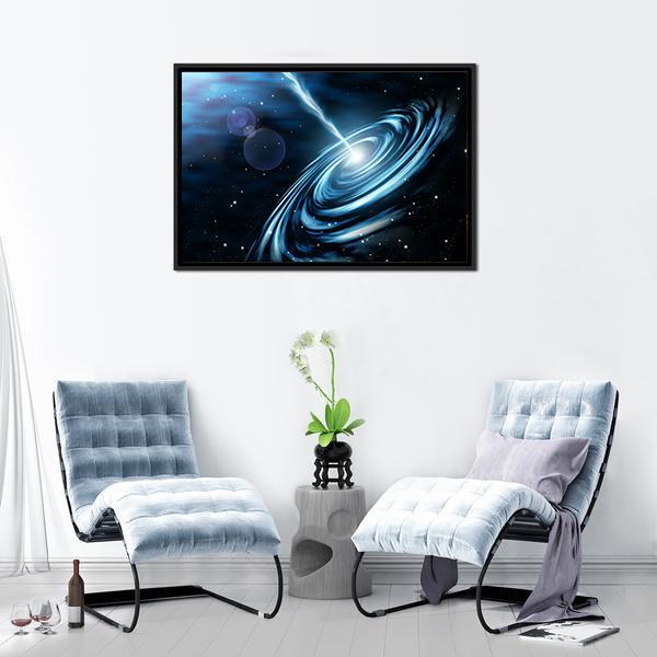 Blue Galaxy With Star Dust Canvas Wall Art-5 Horizontal-Gallery Wrap-22" x 12"-Tiaracle