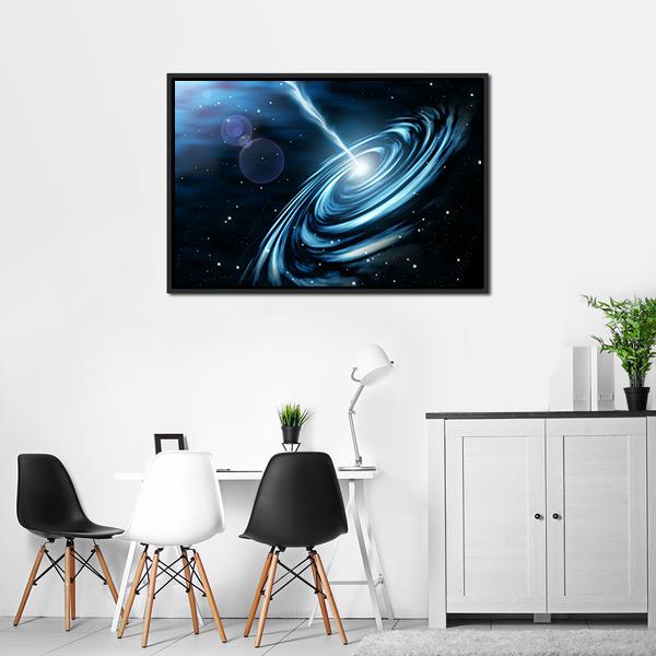Blue Galaxy With Star Dust Canvas Wall Art-5 Horizontal-Gallery Wrap-22" x 12"-Tiaracle