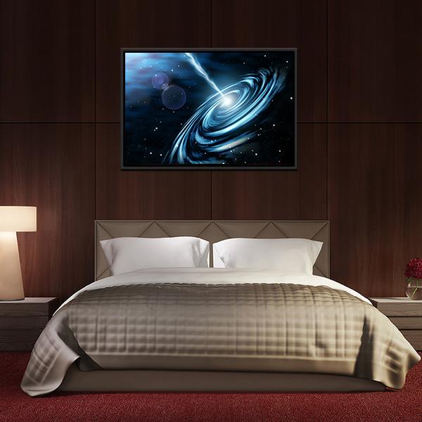 Blue Galaxy With Star Dust Canvas Wall Art-5 Horizontal-Gallery Wrap-22" x 12"-Tiaracle