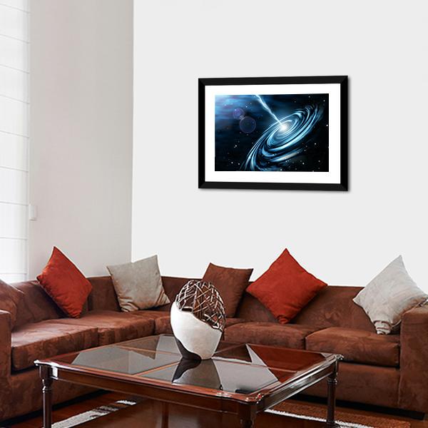 Blue Galaxy With Star Dust Canvas Wall Art-5 Horizontal-Gallery Wrap-22" x 12"-Tiaracle