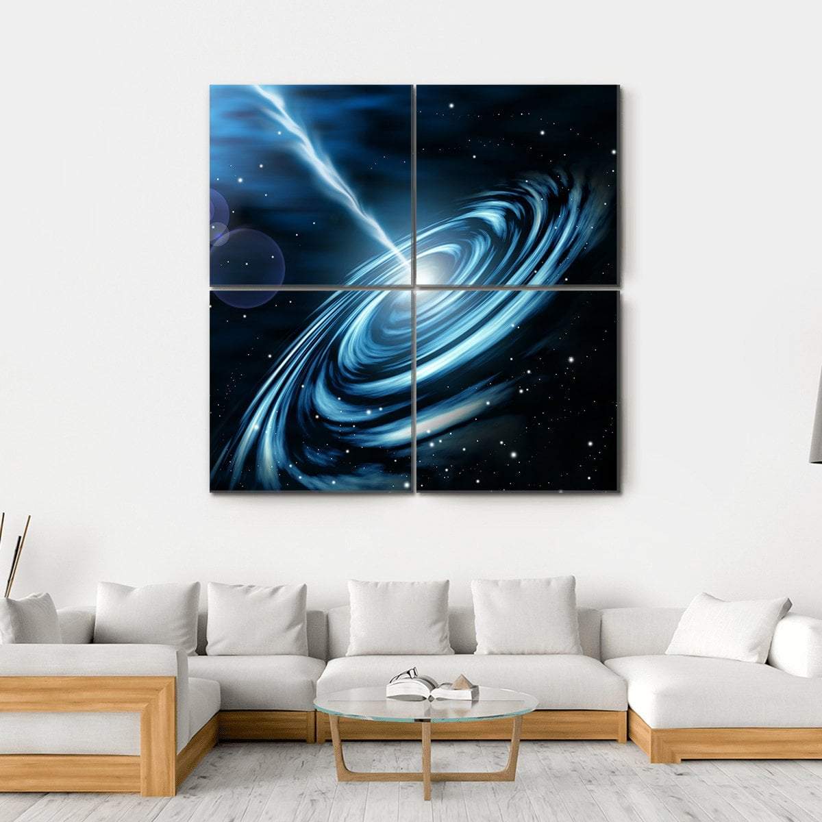 Blue Galaxy With Star Dust Canvas Wall Art-4 Square-Gallery Wrap-17" x 17"-Tiaracle