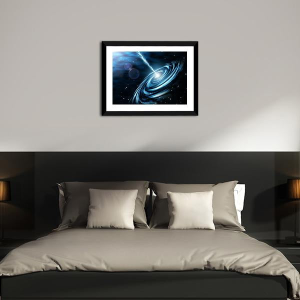 Blue Galaxy With Star Dust Canvas Wall Art-3 Horizontal-Gallery Wrap-25" x 16"-Tiaracle