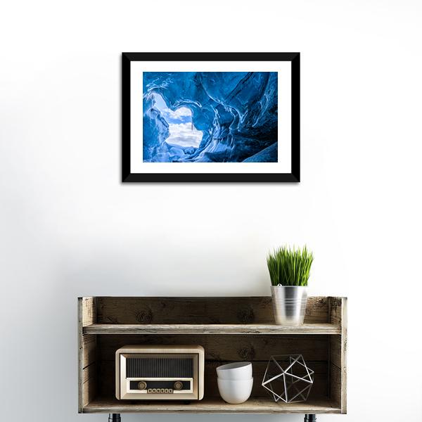 Blue Glacier Cave Canvas Wall Art-1 Piece-Framed Print-20" x 16"-Tiaracle
