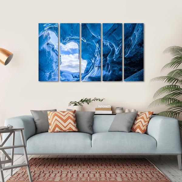 Blue Glacier Cave Canvas Wall Art-5 Horizontal-Gallery Wrap-22" x 12"-Tiaracle
