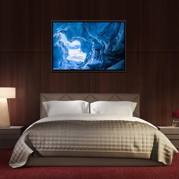 Blue Glacier Cave Canvas Wall Art-3 Horizontal-Gallery Wrap-25" x 16"-Tiaracle