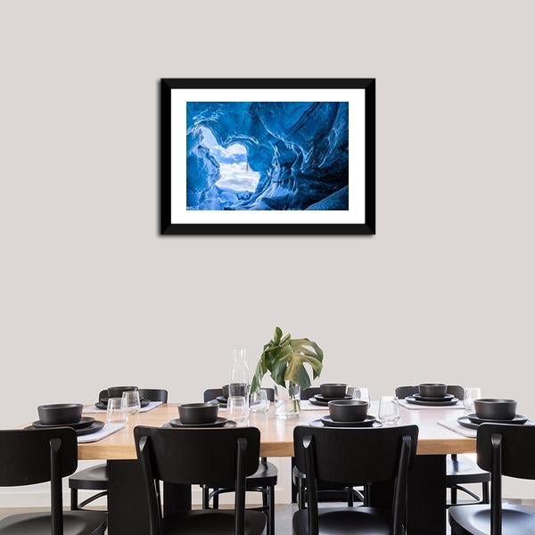 Blue Glacier Cave Canvas Wall Art-3 Horizontal-Gallery Wrap-25" x 16"-Tiaracle