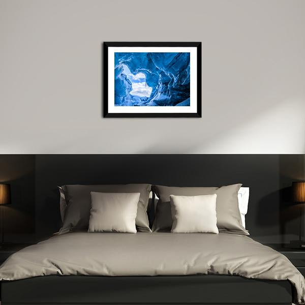Blue Glacier Cave Canvas Wall Art-3 Horizontal-Gallery Wrap-25" x 16"-Tiaracle
