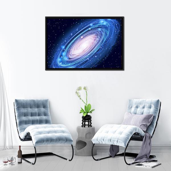 Blue Glowing Andromeda Canvas Wall Art-3 Horizontal-Gallery Wrap-25" x 16"-Tiaracle