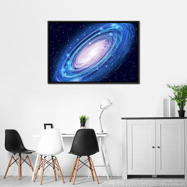 Blue Glowing Andromeda Canvas Wall Art-3 Horizontal-Gallery Wrap-25" x 16"-Tiaracle