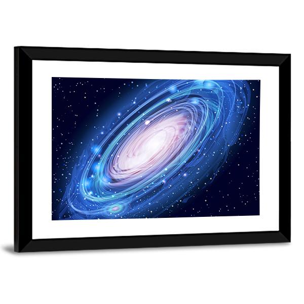 Blue Glowing Andromeda Canvas Wall Art-5 Horizontal-Gallery Wrap-22" x 12"-Tiaracle
