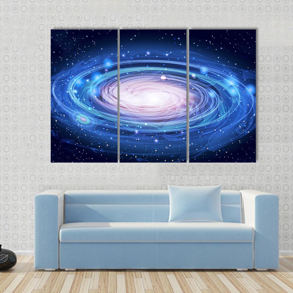 Blue Glowing Andromeda Canvas Wall Art-3 Horizontal-Gallery Wrap-37" x 24"-Tiaracle