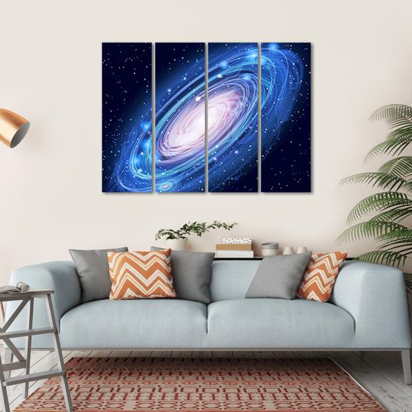 Blue Glowing Andromeda Canvas Wall Art-4 Horizontal-Gallery Wrap-34" x 24"-Tiaracle